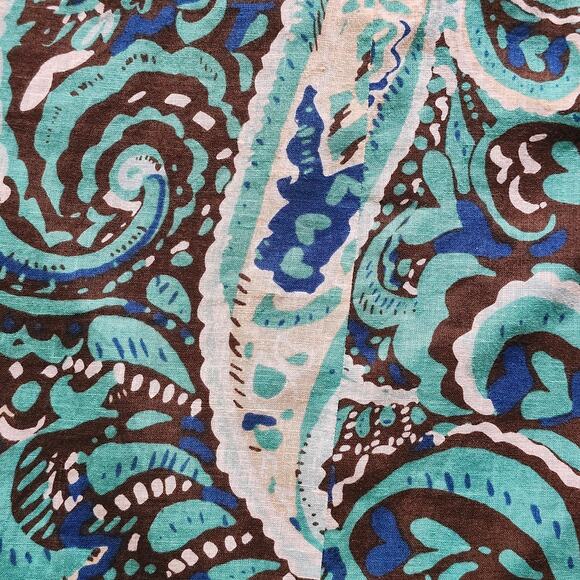 Lane Bryant Paisley Linen/Cotton Halter Dress Brown, Blue and Cream Size 28 - Picture 4 of 11